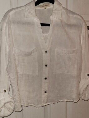White Button-Front Pocket Shirt